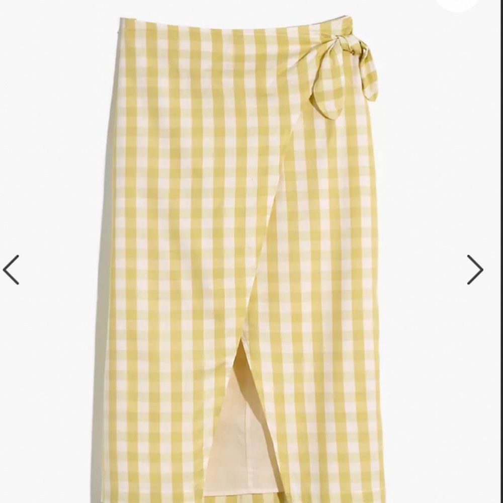 COPY - Madewell Sarong Midi Skirt In Gingham check